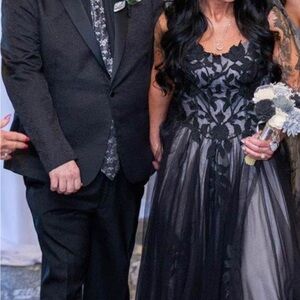 Elegant Black and nude wedding dress